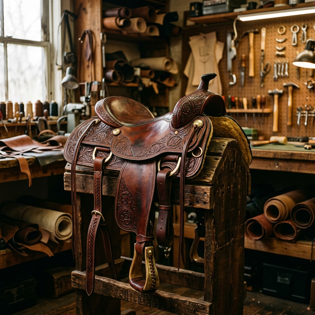 Horse saddle and equestrian leather goods